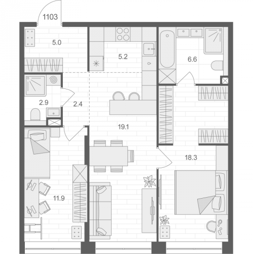 2-комн квартира Москва г., Электрозаводская ул.,  к. 1