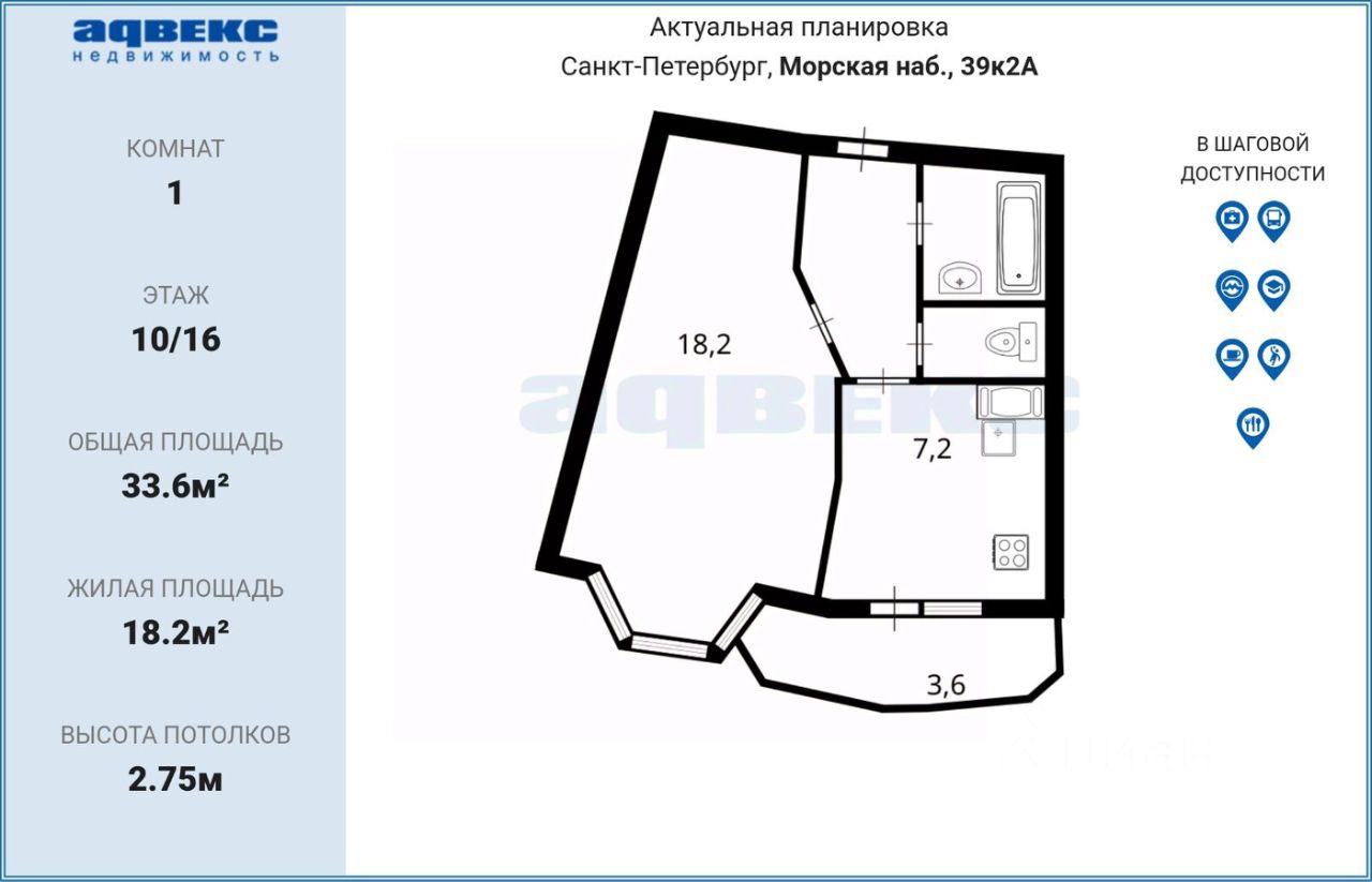 Продажа 1-комн квартиры на вторичном рынке Морская набережная, 39к2