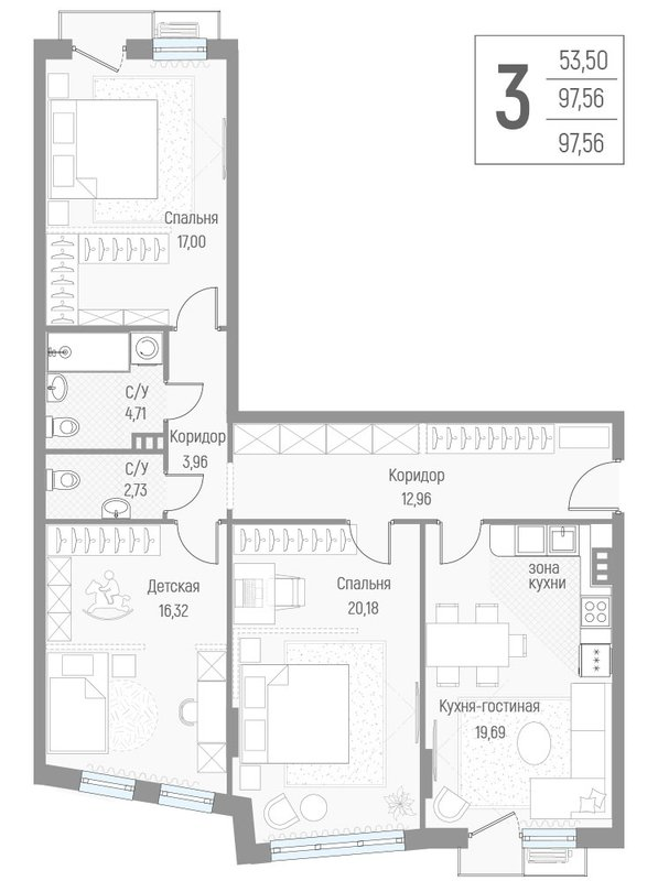 Продажа 3-комн квартиры в новостройке Крюково д., Высокая ул.,  к. 1