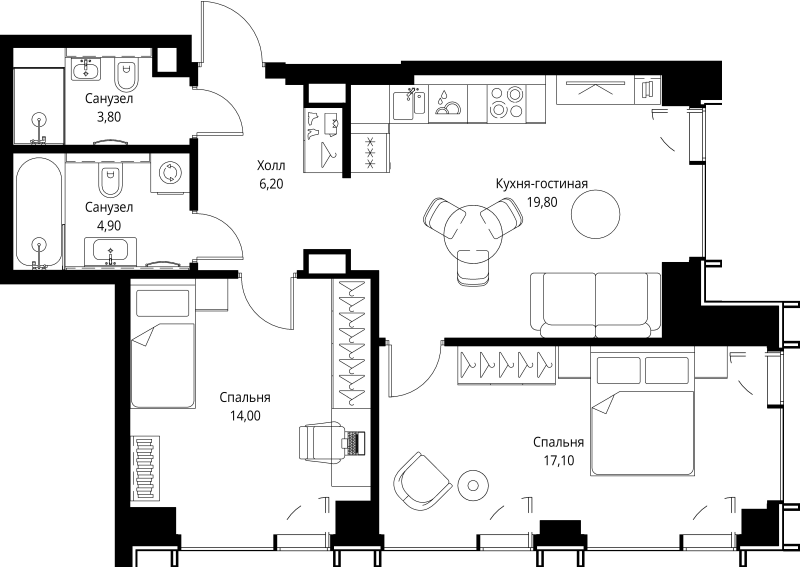 Продажа 2-комн квартиры в новостройке Москва г., Верейская ул.,  к. 1.5