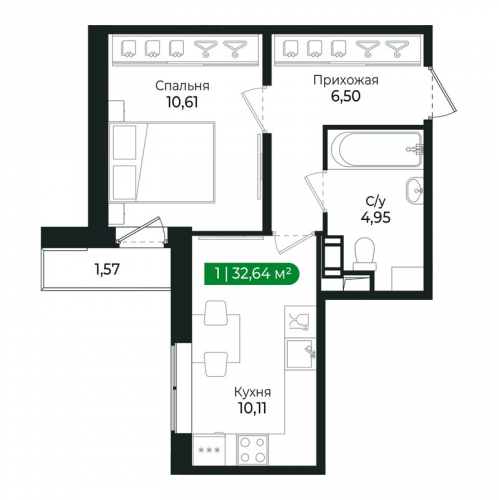 1-комн квартира Сертолово г., Дмитрия Кожемякина ул.,  к. 2