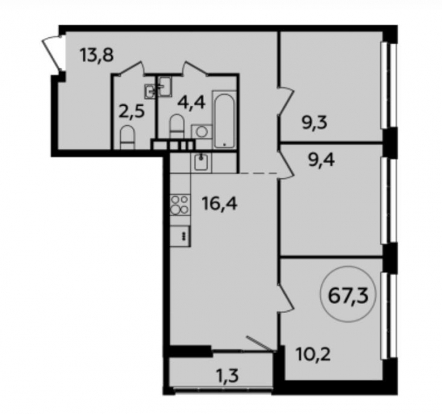 Планировка ЖК Южные сады, 29 м2