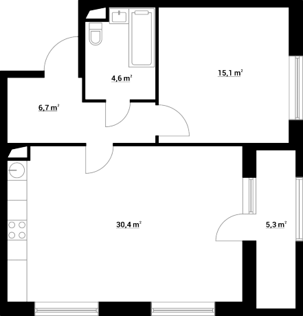 Планировка ЖК Нормандия, 15.1 м2