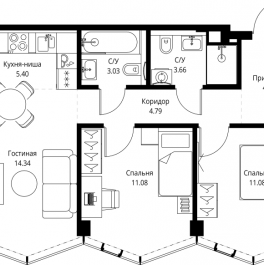 Продажа 2-комн квартиры в новостройке Москва г., Мира пр-кт,  к. 3