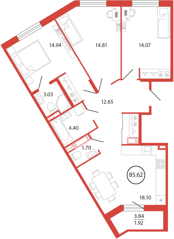 Продажа 3-комн квартиры в новостройке Бугры п., Дорога в Мурино,  к. 18