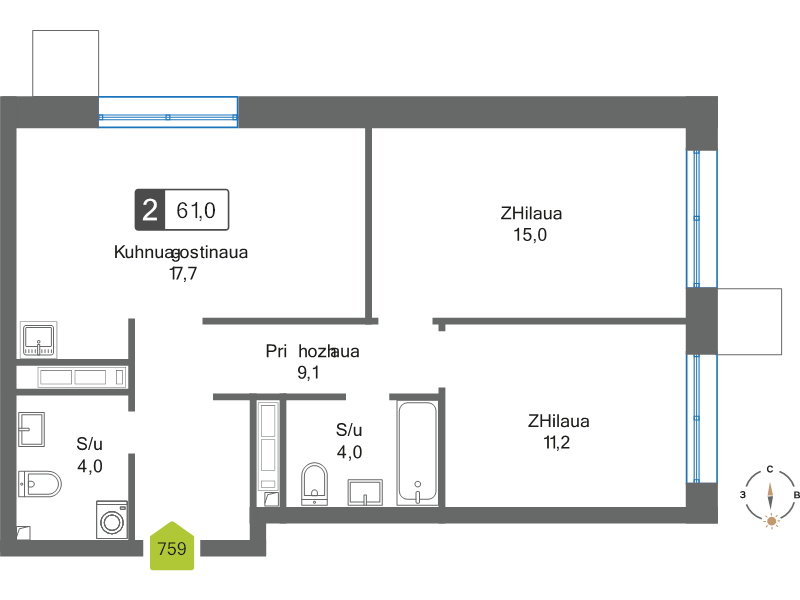 Продажа 2-комн квартиры в новостройке Красногорск г., Черневская ул.,  к. 1