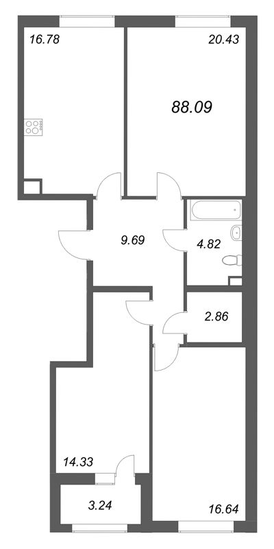 Продажа 3-комн квартиры в новостройке Шушары п., Школьная ул.,  к. 1