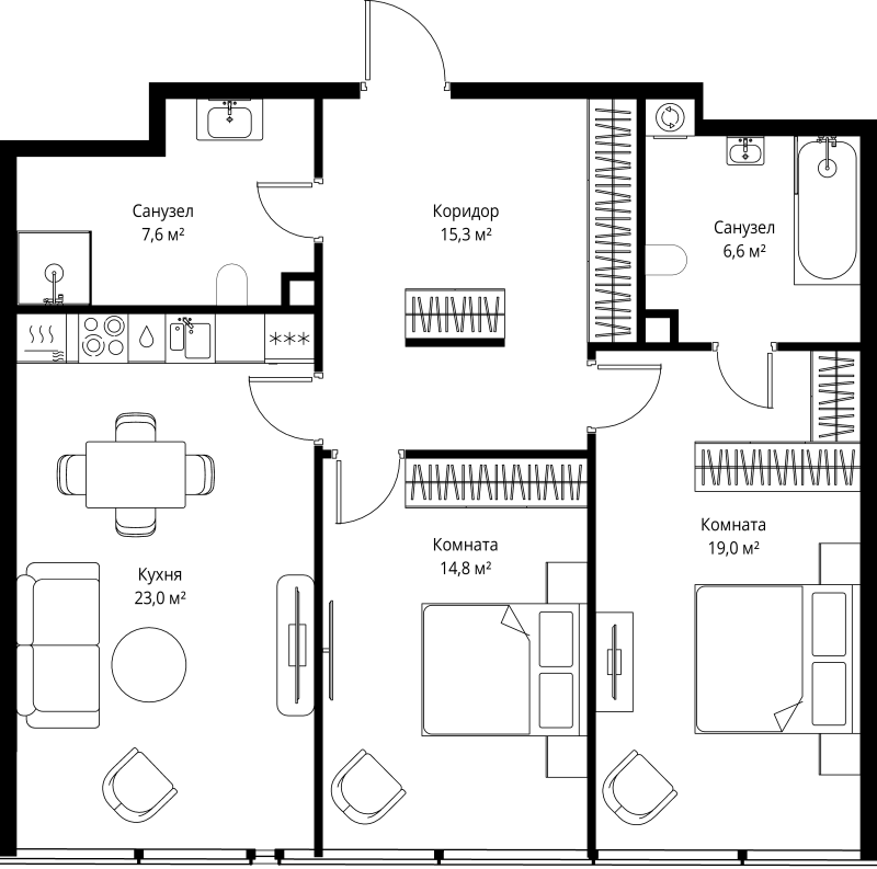 Продажа 2-комн квартиры в новостройке Москва г., 1-й Красногвардейский проезд,  к. 1