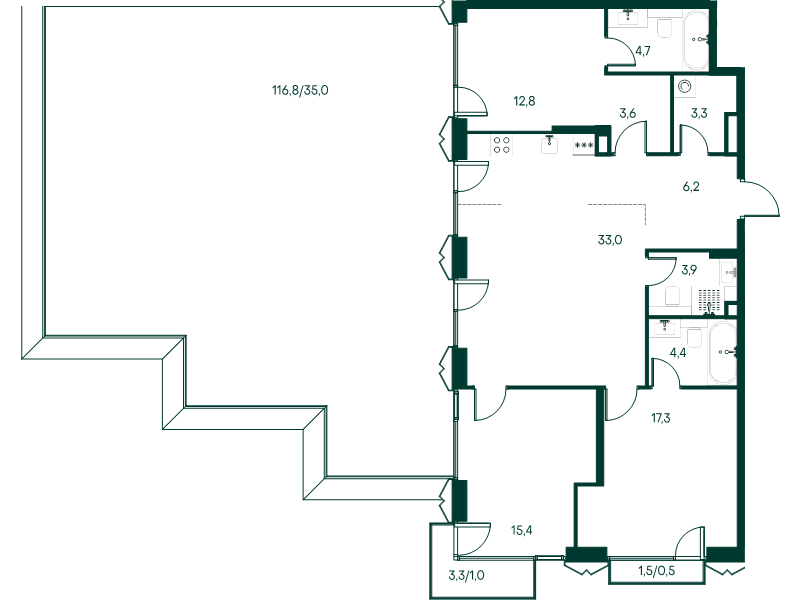 Продажа 3-комн квартиры в новостройке Москва г., Чкаловский б-р,  к. 3.1
