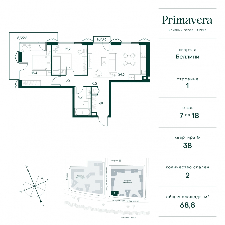 Продажа 2-комн квартиры в новостройке Волоколамское шоссе д.