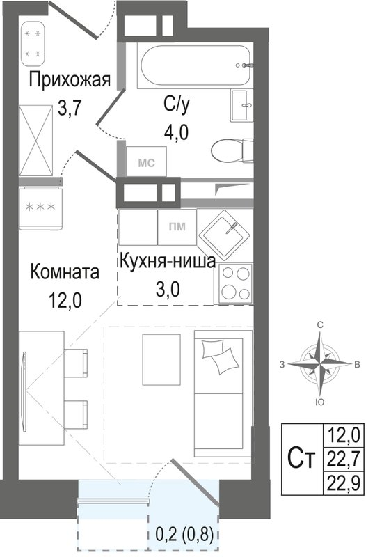 Продажа студии Королёв г.,  к. 3