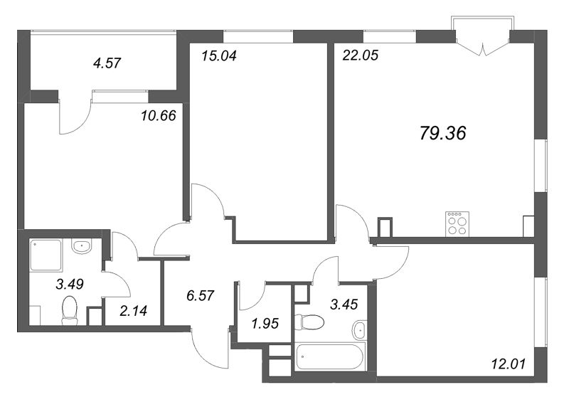 Продажа 3-комн квартиры в новостройке Стрельна п., Будённого пр-кт,  к. 4.3