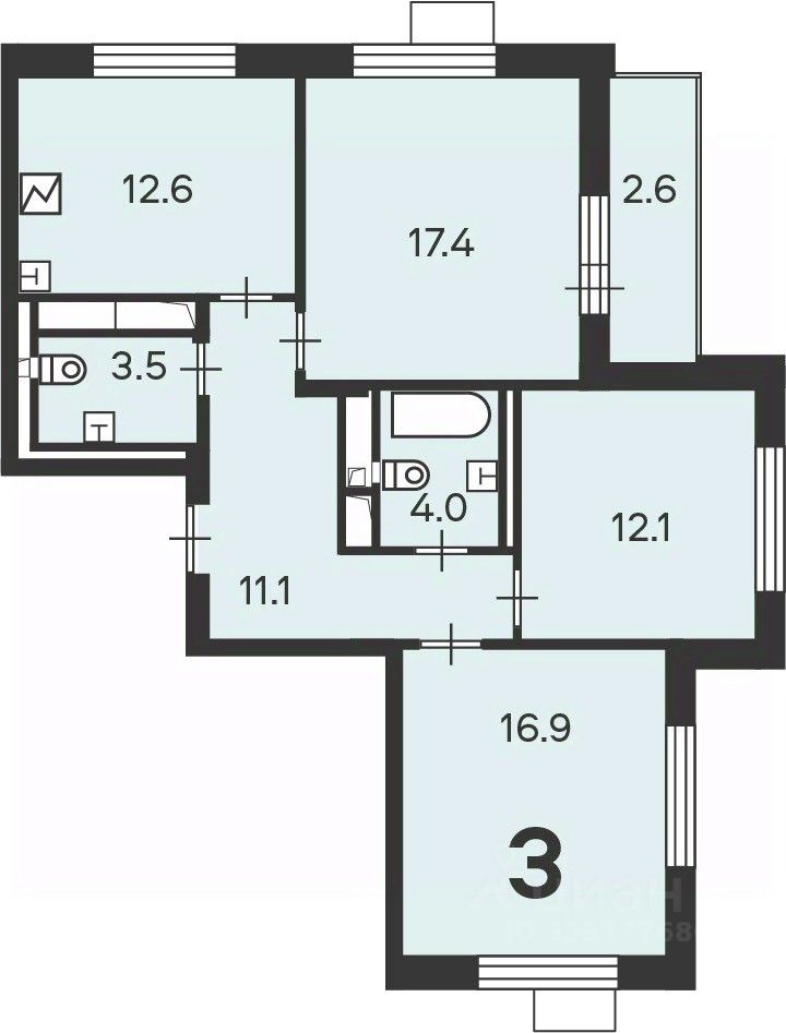 Продажа 3-комн квартиры на вторичном рынке Балаклавский проспект, 17