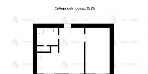 1-комн квартира Сибирский проезд,  д. 2/26