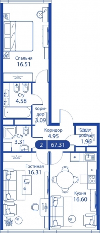 Планировка ЖК iLove, 32.8 м2
