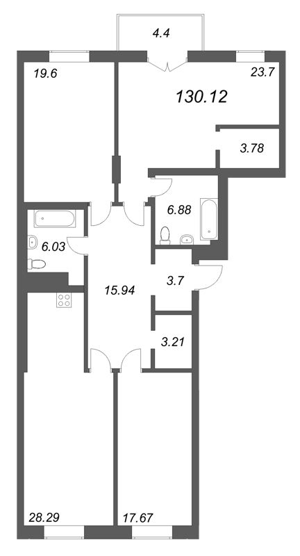 Продажа 3-комн квартиры в новостройке Санкт-Петербург г., Фонтанки реки наб.,  к. 1