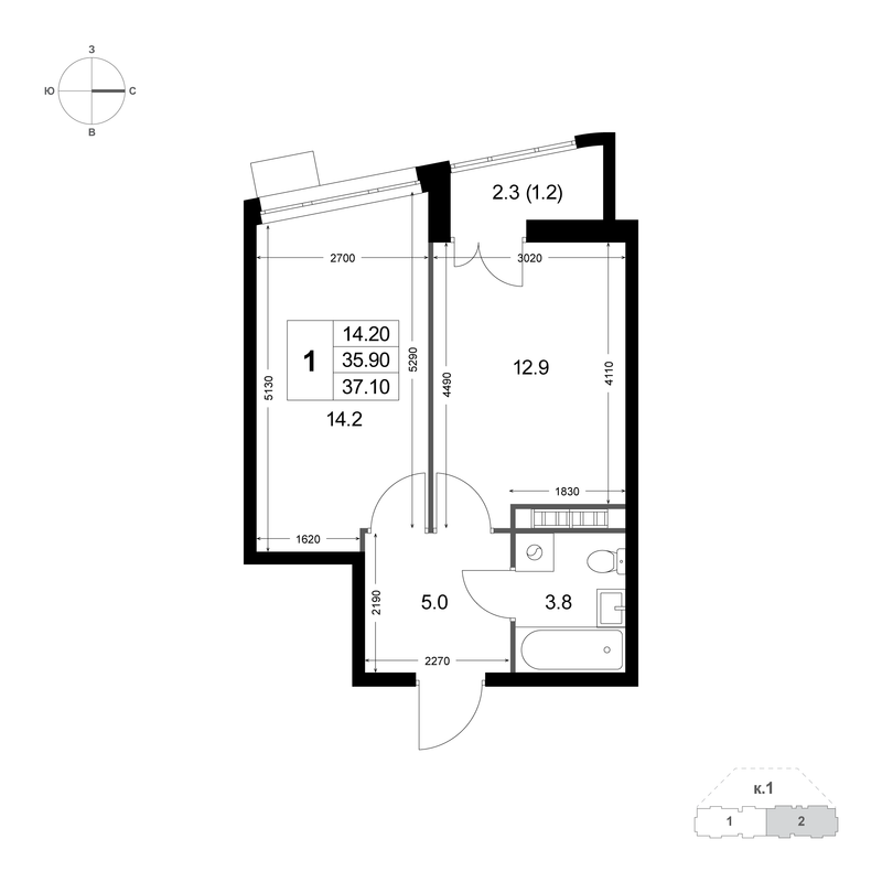 Продажа 1-комн квартиры в новостройке Красково п., Лорха ул.,  к. 1