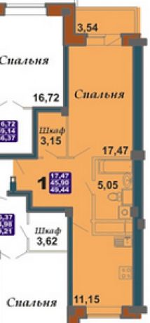 Планировка ЖК Bravo, 17.47 м2