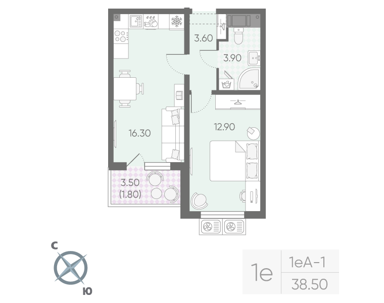 Продажа 1-комн квартиры в новостройке Санкт-Петербург г., Пискаревский пр-кт,  к. 20