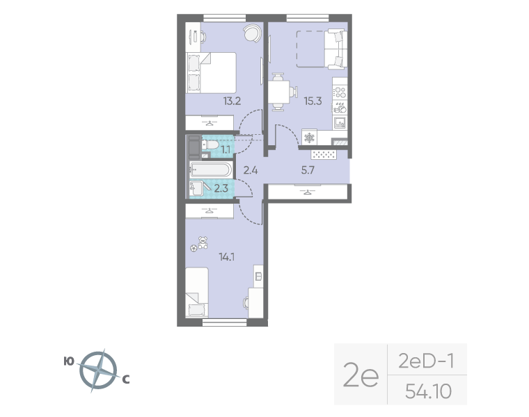 Продажа 2-комн квартиры в новостройке Санкт-Петербург г., Муринская дор.,  к. 29.5