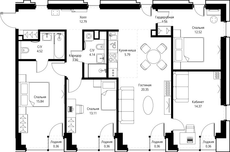 Продажа 4-комн квартиры в новостройке Москва г., Верейская ул.,  к. SET.2.Д