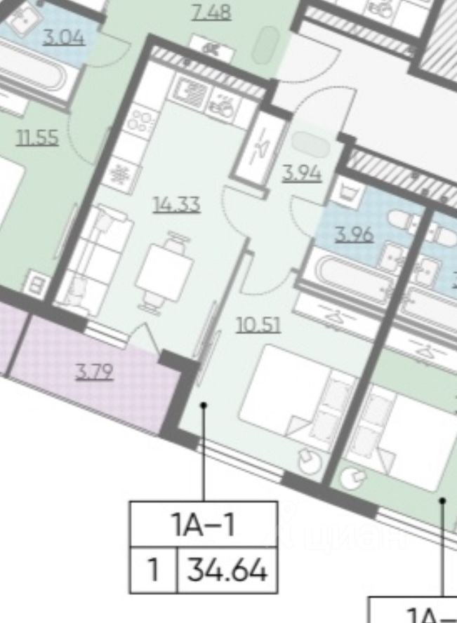 Продажа 1-комн квартиры на вторичном рынке проспект Крузенштерна, 2