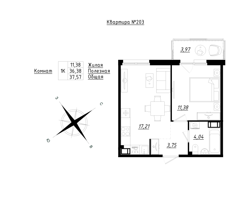 Продажа 1-комн квартиры в новостройке Федоровское д., Центральная ул.,  к. 1