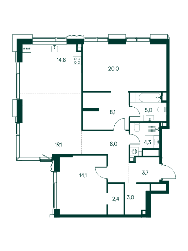 Продажа 2-комн квартиры в новостройке Чкаловский б-р,  к. 1.2
