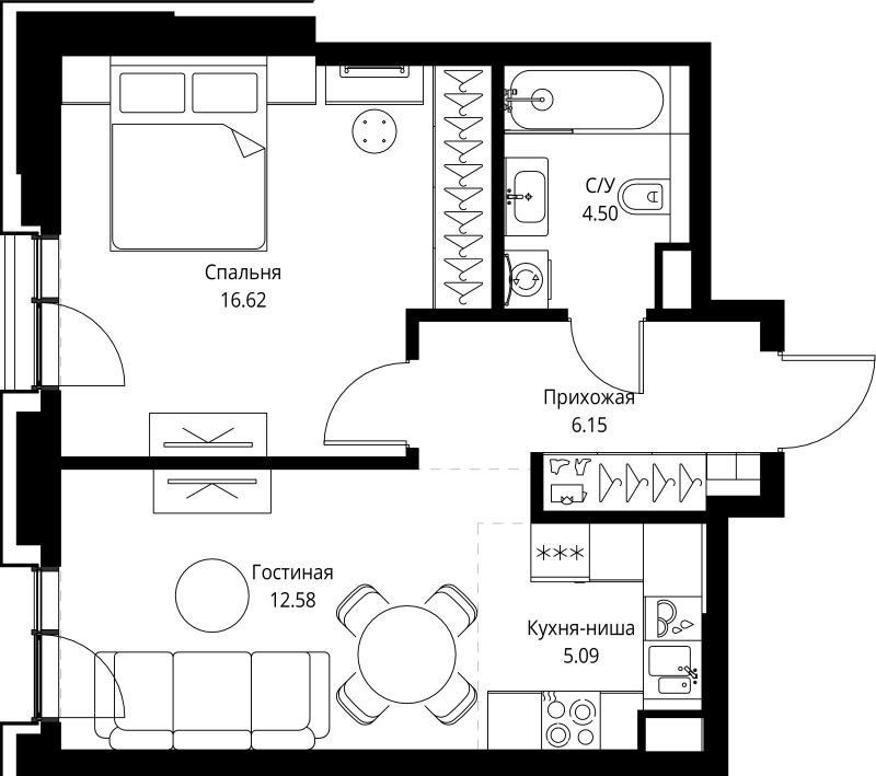 Продажа 1-комн квартиры в новостройке Москва г., Мира пр-кт,  к. 2