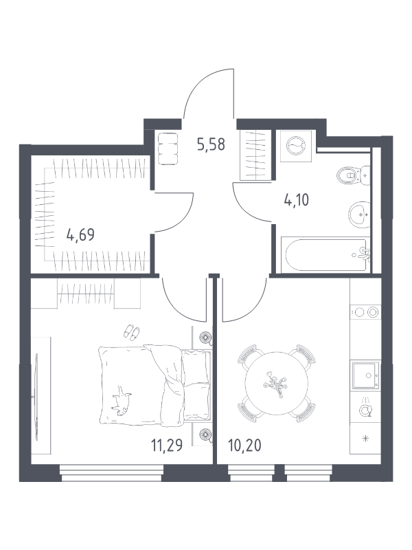 Продажа 1-комн квартиры в новостройке Мисайлово д., Молодежный б-р,  к. 21