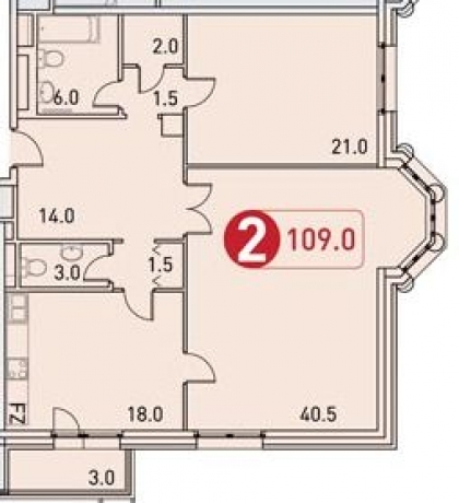 Планировка ЖК Шатер, 61.5 м2
