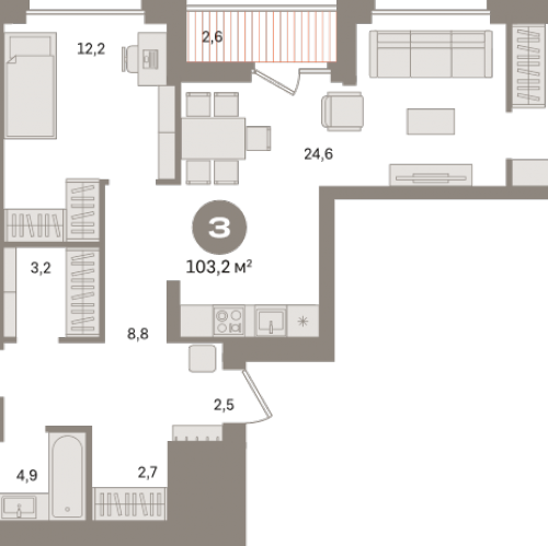 3-комн квартира Сапроново д., Калиновая ул.,  к. 12