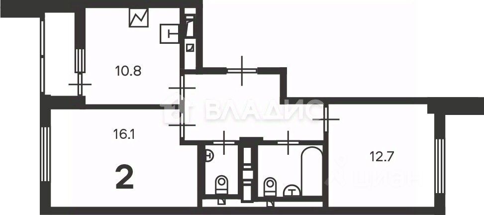 Продажа 2-комн квартиры на вторичном рынке Кусковская улица, 12/1