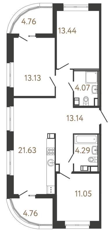 Продажа 3-комн квартиры в новостройке Санкт-Петербург г., Парашютная ул.,  к. 3