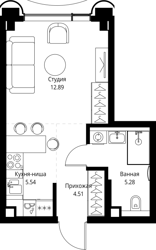 Продажа студии Москва г., Мира пр-кт,  к. 1