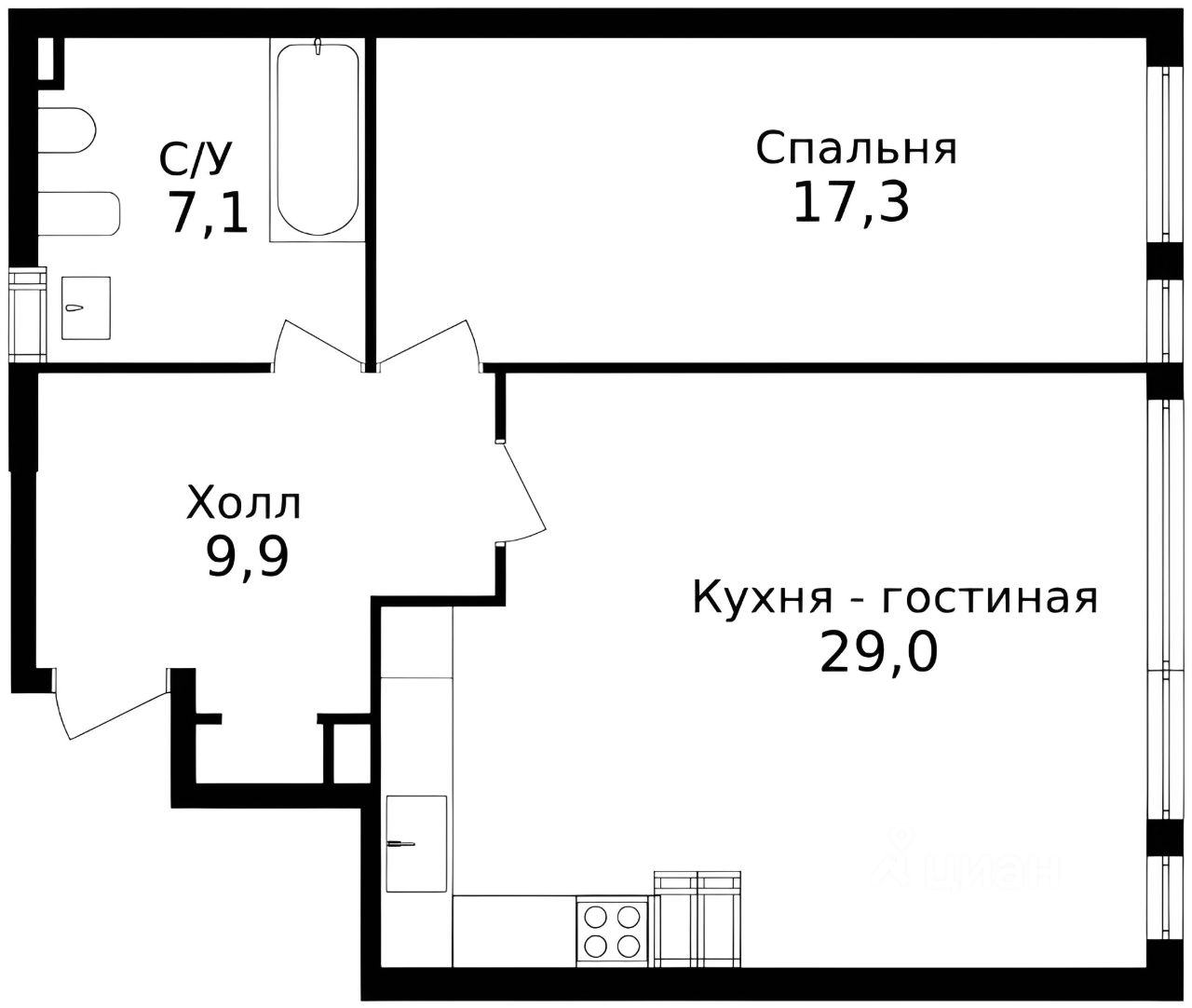 Аренда 2-комн квартиры на вторичном рынке Херсонская улица, 43к5