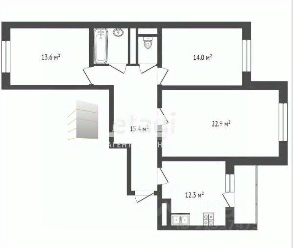 Продажа 3-комн квартиры на вторичном рынке Западный мкр, улица Лунная, 25к3