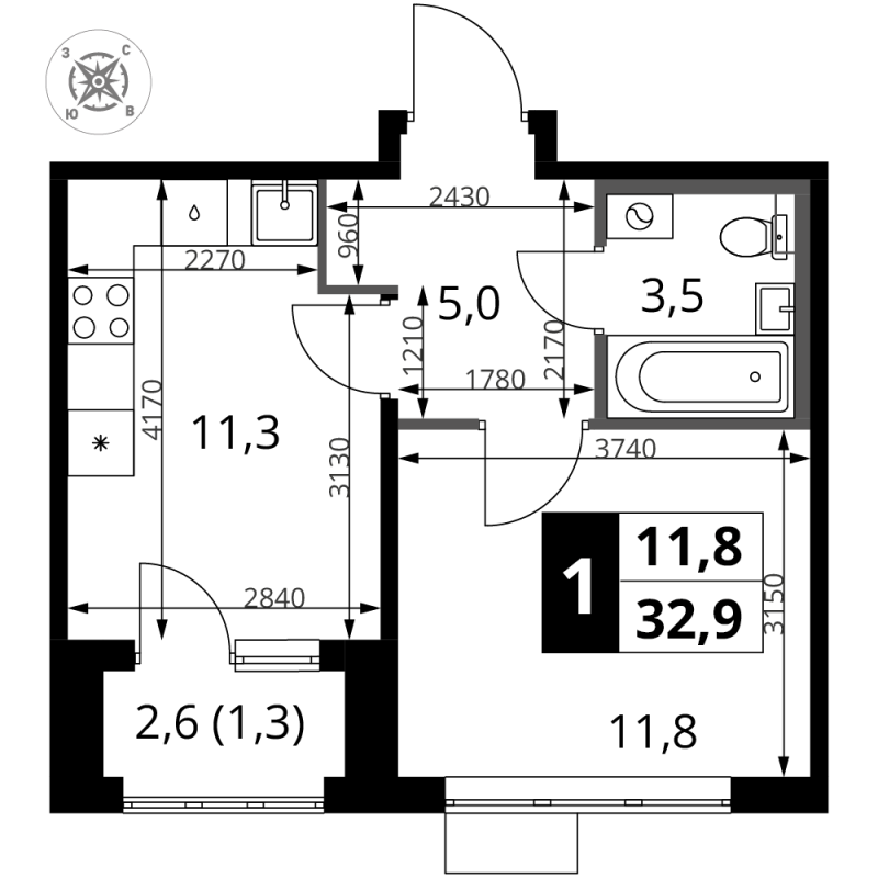 Продажа 1-комн квартиры в новостройке Химки г., Комсомольская ул.,  к. 4