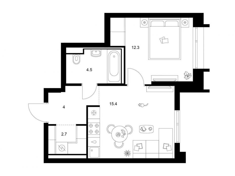 Продажа 1-комн квартиры в новостройке Зелёный парк, корп. 5.4