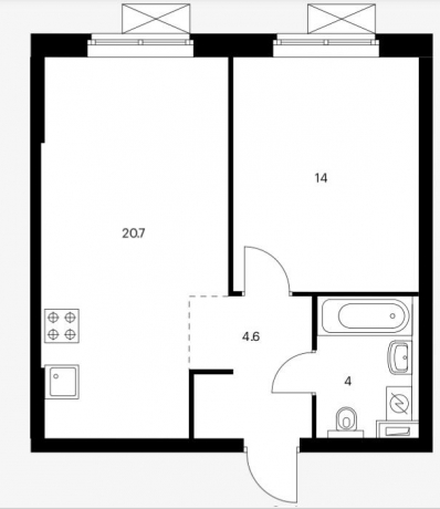 Планировка ЖК Михайловский парк, 14 м2