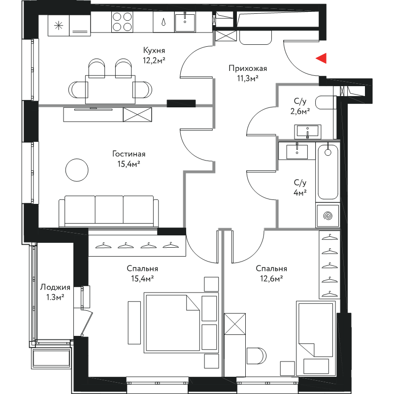 Продажа 3-комн квартиры в новостройке Москва г., Краснобогатырская ул.,  к. 3