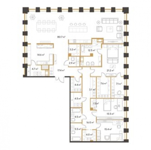 3-комн квартира аллея Академика Лихачёва,  д. 7