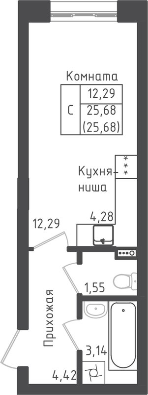 Продажа студии Рыбаки д., Центральная ул.,  к. 1