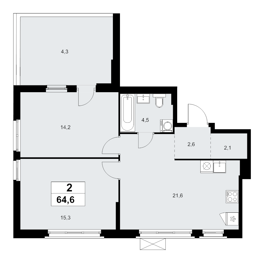 Продажа 2-комн квартиры в новостройке Прокшино д., Проектируемый проезд № 7029,  к. 9.2