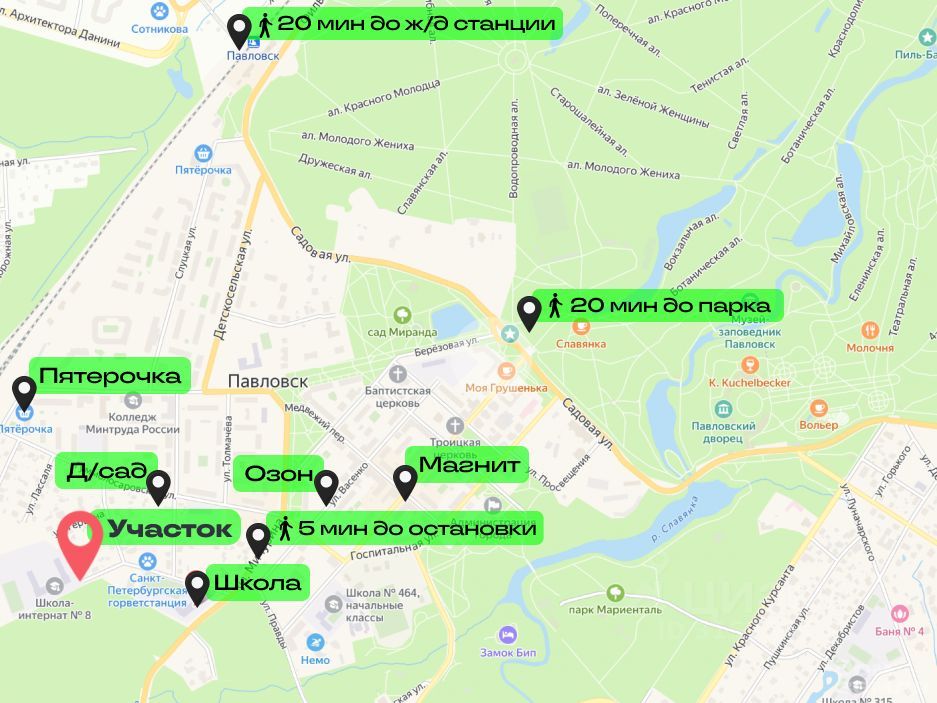 Продажа земли Павловск, переулок Мичурина, 17