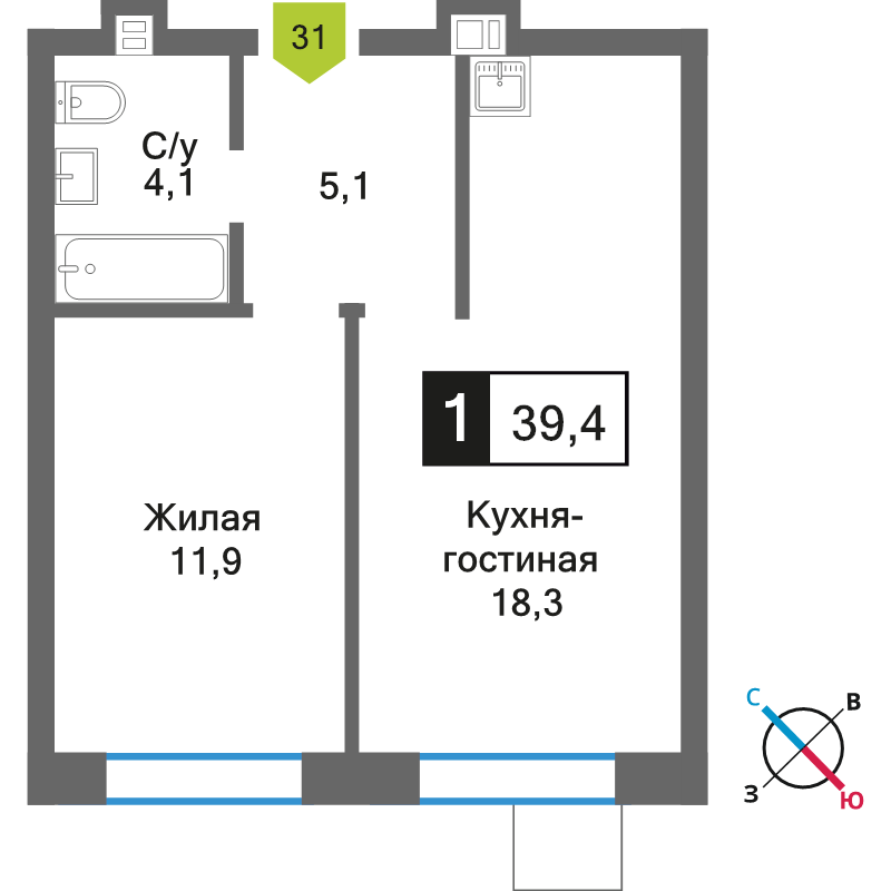 Продажа 1-комн квартиры в новостройке Светлые Горы п., Пятницкое ш.,  к. 6