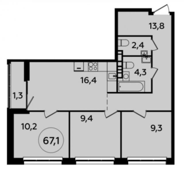 Планировка ЖК Южные сады, 28.9 м2
