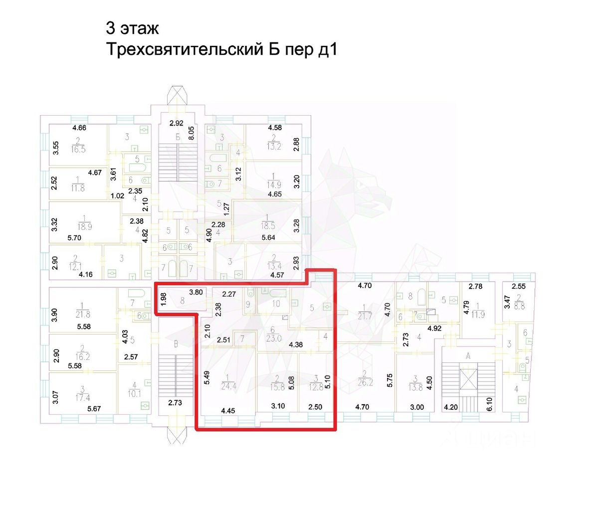 Продажа 3-комн квартиры на вторичном рынке Большой Трехсвятительский переулок, 1