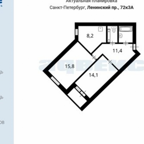 2-комн квартира Ленинский пр-кт,  д. 72,  к. 3