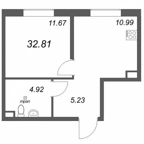 1-комн квартира Санкт-Петербург г., Октябрьская наб.,  к. 3.6